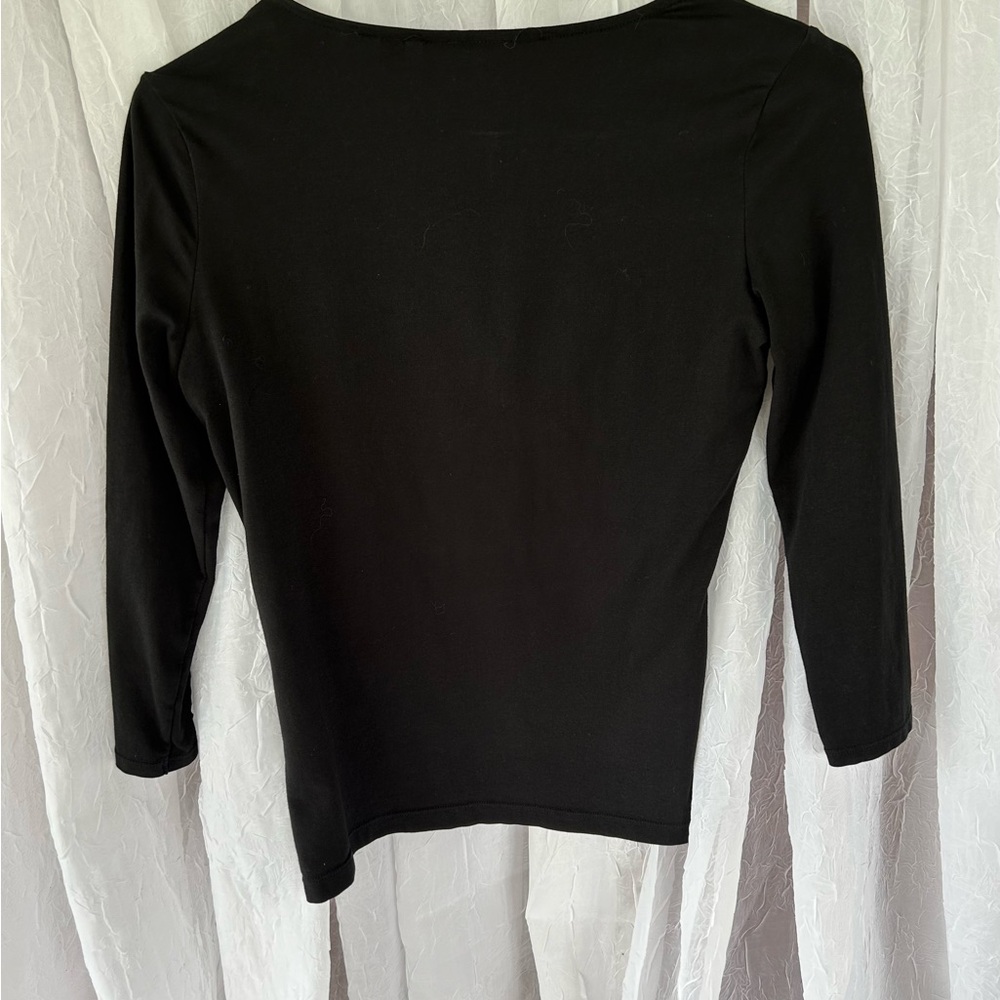 Oscar de la Renta knit shirt, Size S in black - Picture 4 of 7